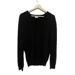 Express Men's Sweater Size XL V-neck Long Sleeve Modern Fit Fine Merino Wool Blk